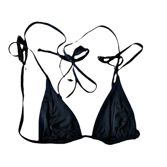 WEWOREWHAT Black Bikini Set Delilah Bottom Cooper Wrap Tie Strappy Top Large NEW - Picture 4 of 9